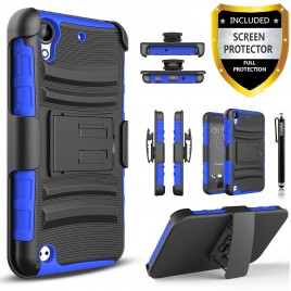 HTC Desire 530 Case, Dual Layers [Combo Holster] Case And Built-In Kickstand Bundled with [Premium Screen Protector] Hybird Shockproof And Circlemalls Stylus Pen (Blue)